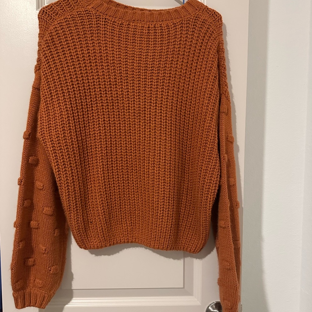 Moon & Madison Textured Orange Sweater